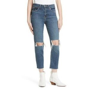 L’agence women’s jeans size 25 straight leg blue jeans high rise distressed